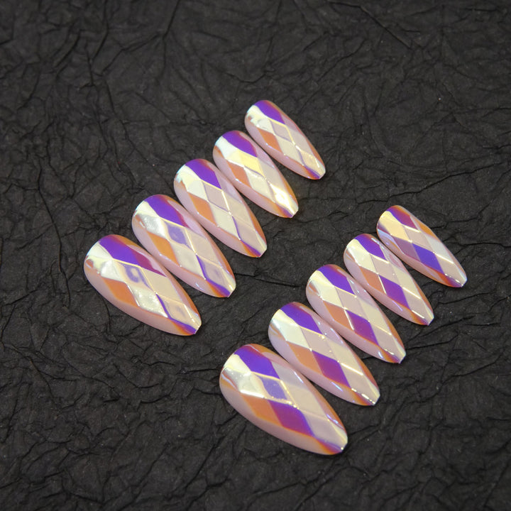 Glamouröses Diamantmuster Press-On Nagelset