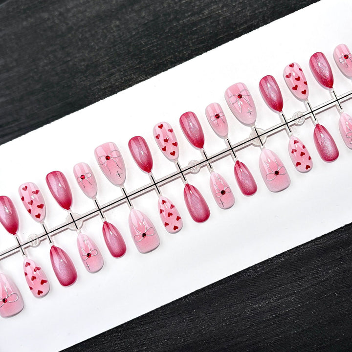 Elegante Polka Dot und Spitzen Press-On Nagel Set