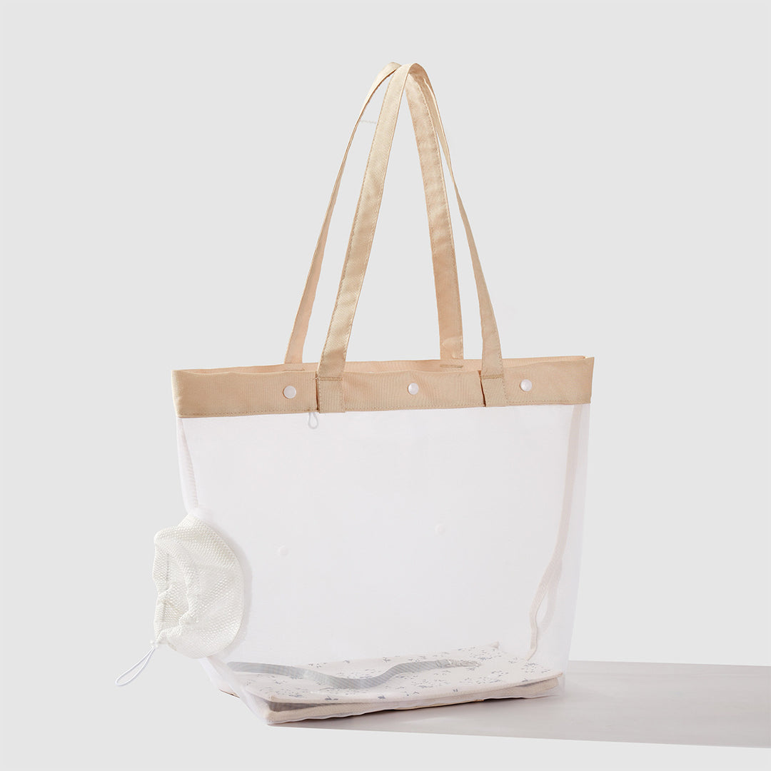 Damen transparente Strandtasche mit robusten Henkel und praktischem Innenfach Karnz