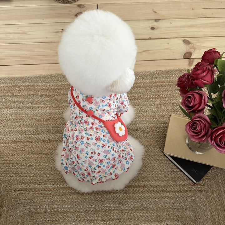 Baby Blumen Ripp Baumwollkleid mit Peter-Pan-Kragen