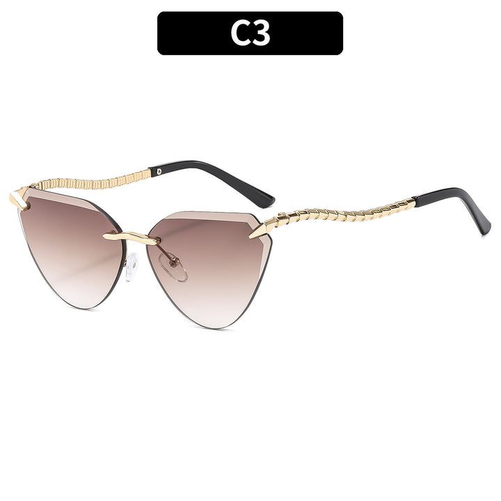 Elegante Cateye-Sonnenbrille mit strukturierten Bügeln