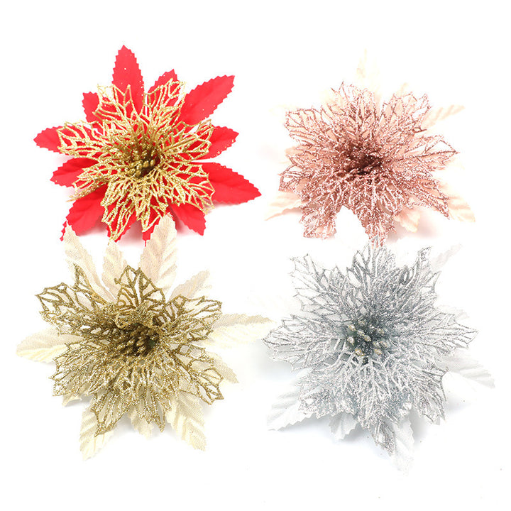 Glitzerndes Feiertags-Blumenakzent-Ornament Karnz