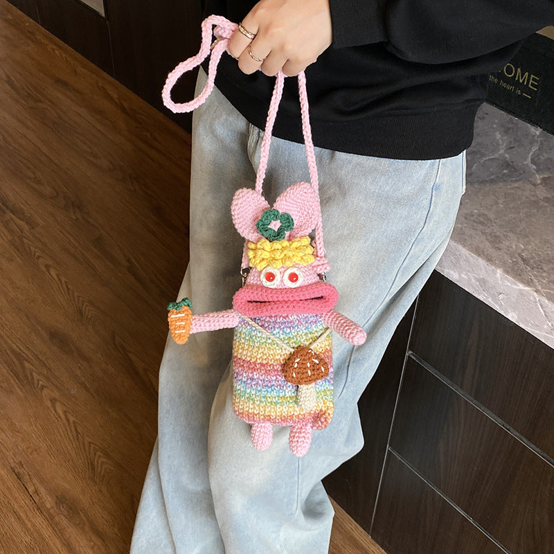 Süße Charakter Häkel Mini Rucksack