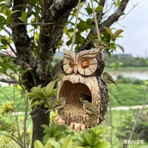 Holz Eule Vogelfutterspender Karnz