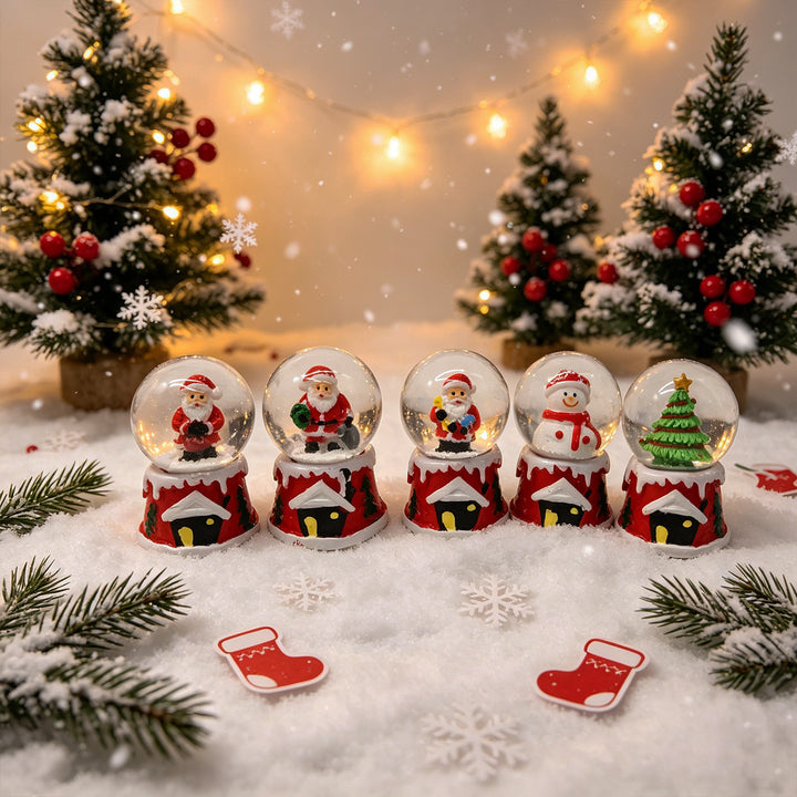 Zauberhafte Weihnachts-Schneekugel Figuren Karnz