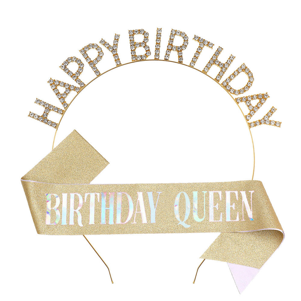 Damen Glitzernder Haarreif mit "Happy Birthday"-Aufschrift Karnz