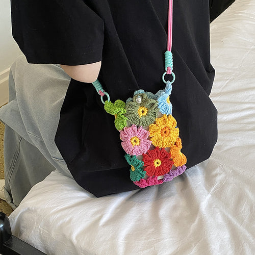Florale gehäkelte Mini Tasche