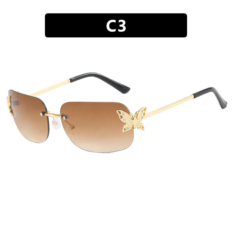 Damen modische Sonnenbrille mit filigranem Schmetterlingsdesign und schützenden Gläsern Karnz