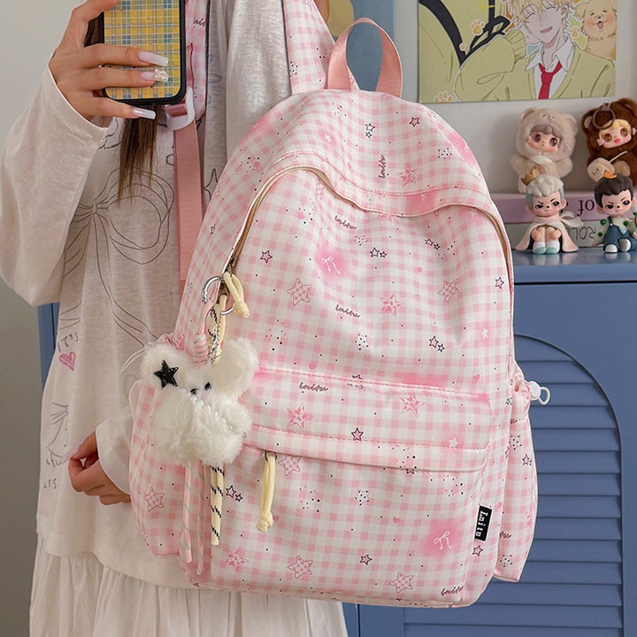 Stylische karierte Druck Rucksack Karnz