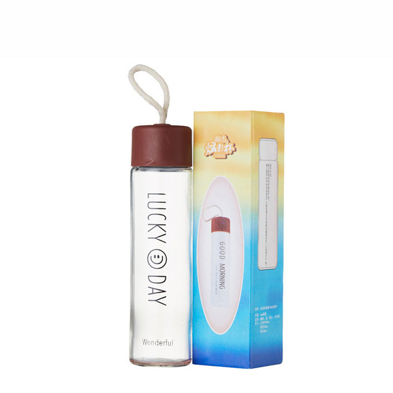 Damen Hochwertige Glas Trinkflasche mit Karabiner Karnz