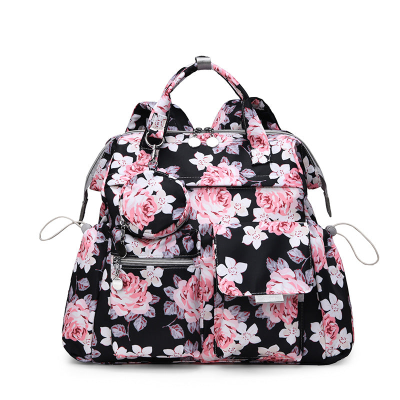 Multi-Taschen Blumen Design Rucksack Karnz