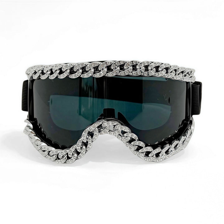 Unisex Skibrille mit funkelndem Kristallrahmen Karnz