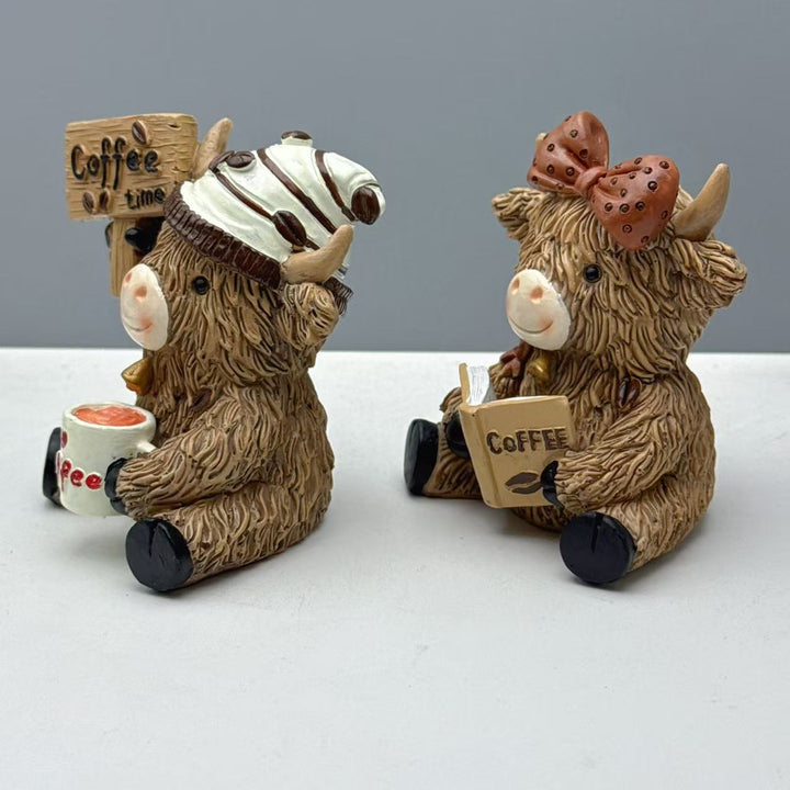 Dekorative Highland-Rind Kaffeefigur Karnz