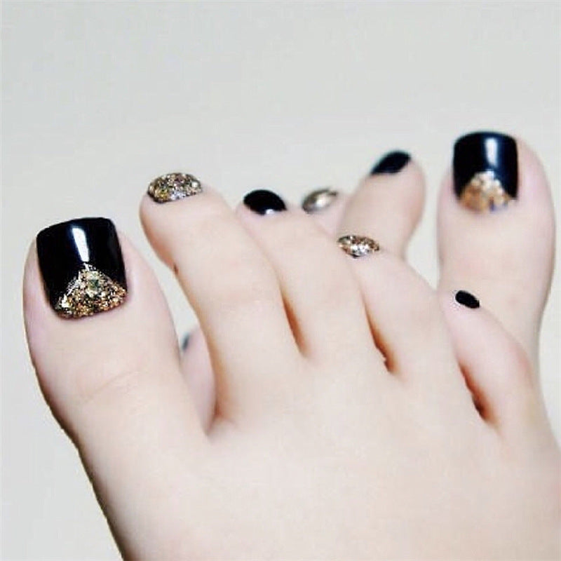 Glamourös Glitter-Enhance Press-On Fußnagelset