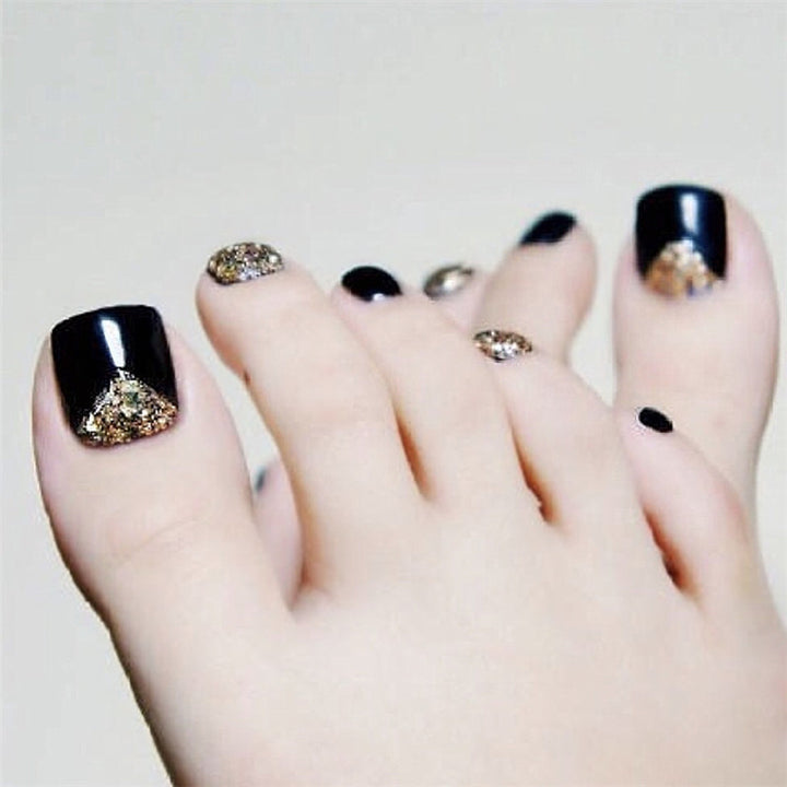 Glamourös Glitter-Enhance Press-On Fußnagelset