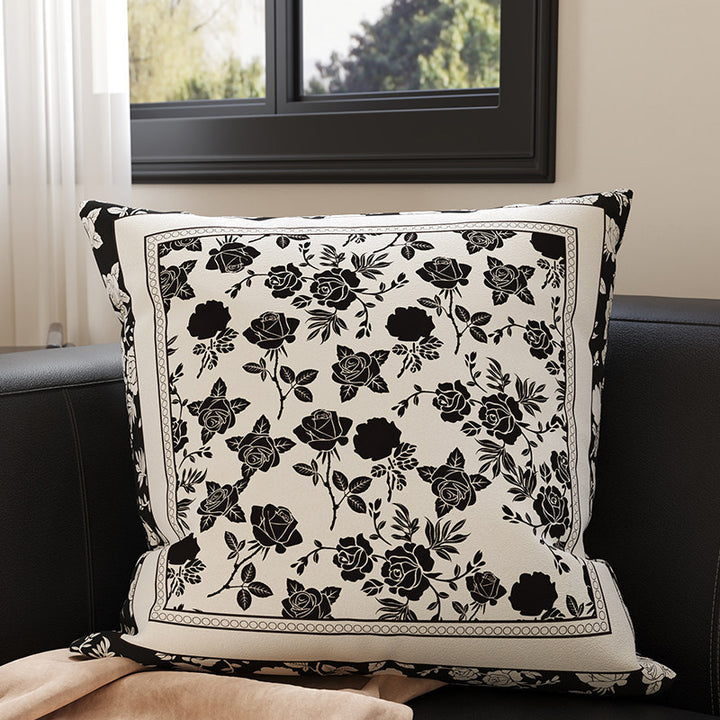 Velvet Bamboo Leaf Square Throw Pillow Cover with Hidden Zipper