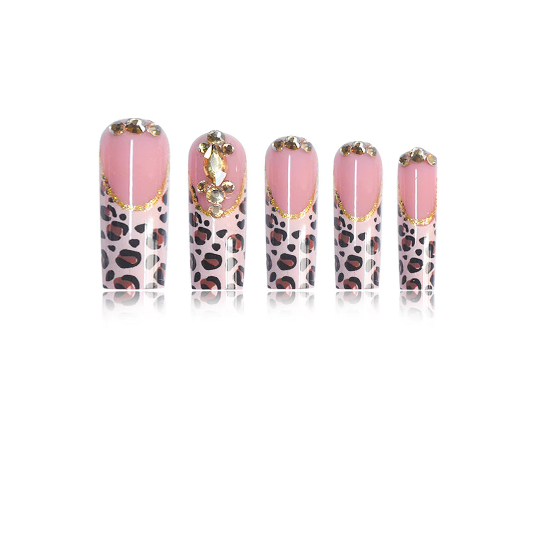 Luxuriöse Leopard-Print Press-On Nail Extensions Karnz