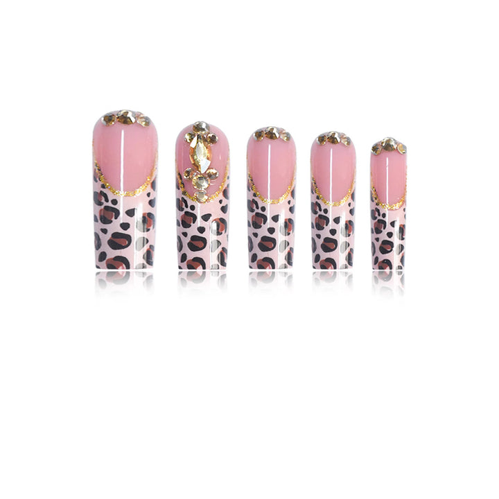 Luxuriöse Leopard-Print Press-On Nail Extensions Karnz