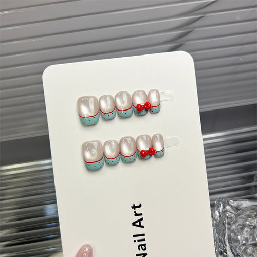 Stylisches Kirsch-Akzent Press-On Nagel Set
