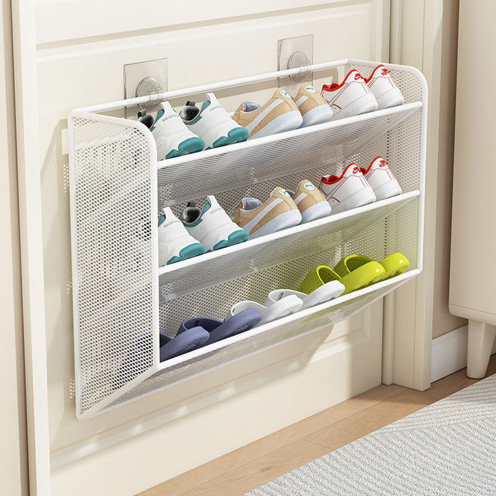 schlanker Über-Tür-Mesh-Schuhregal-Organisator mit belüftetem, schrägem Regal Karnz