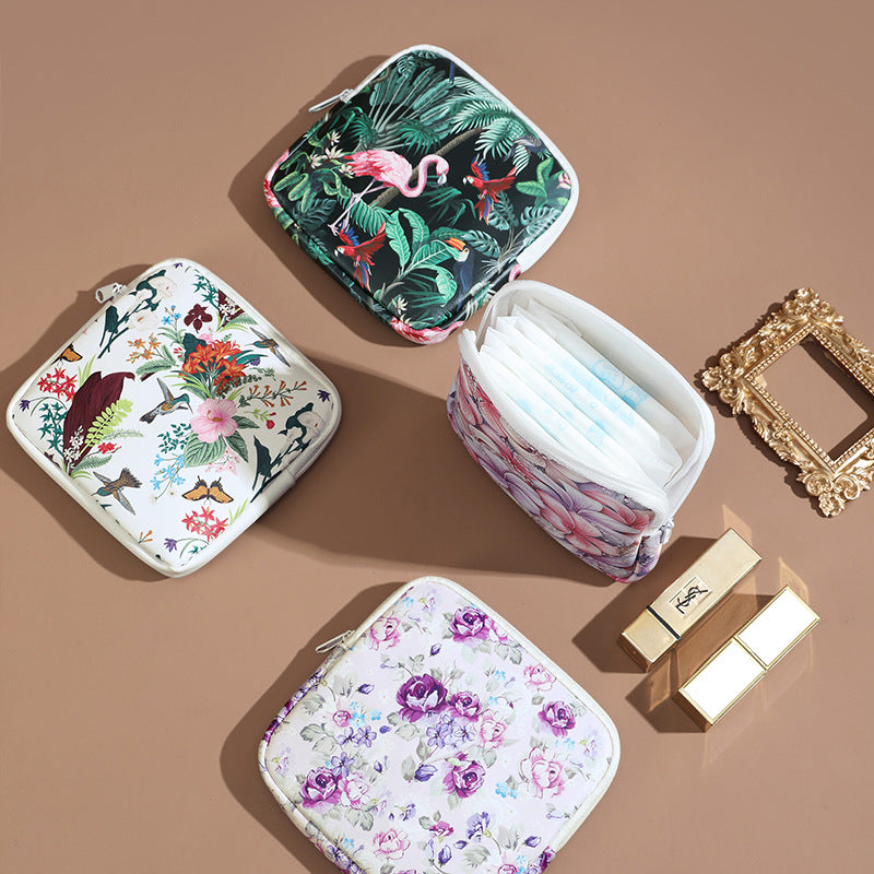 Blumenmuster Reißverschluss-Make-up-Tasche