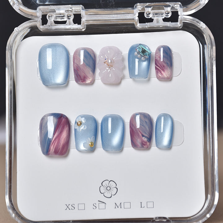 Dekorativer Floral Press-On Nagelset Karnz