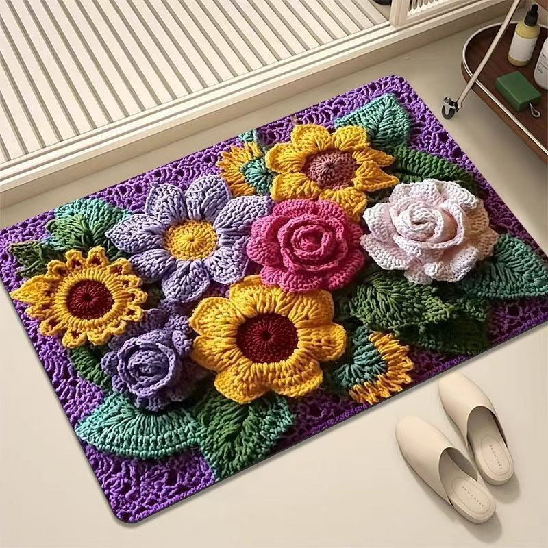 Luxuriöser Bestickter Floraler Teppich Karnz