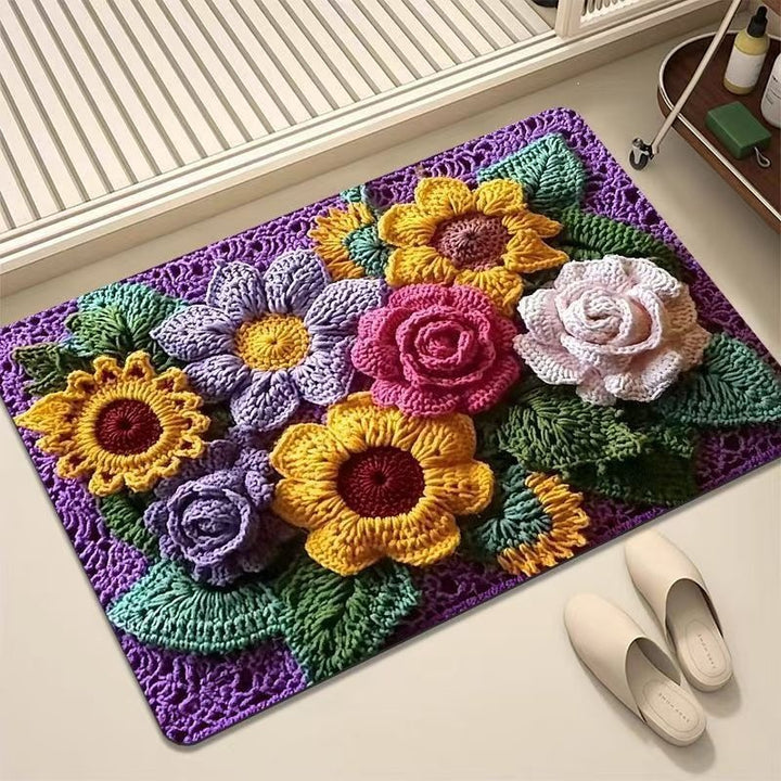 Luxuriöser Bestickter Floraler Teppich Karnz