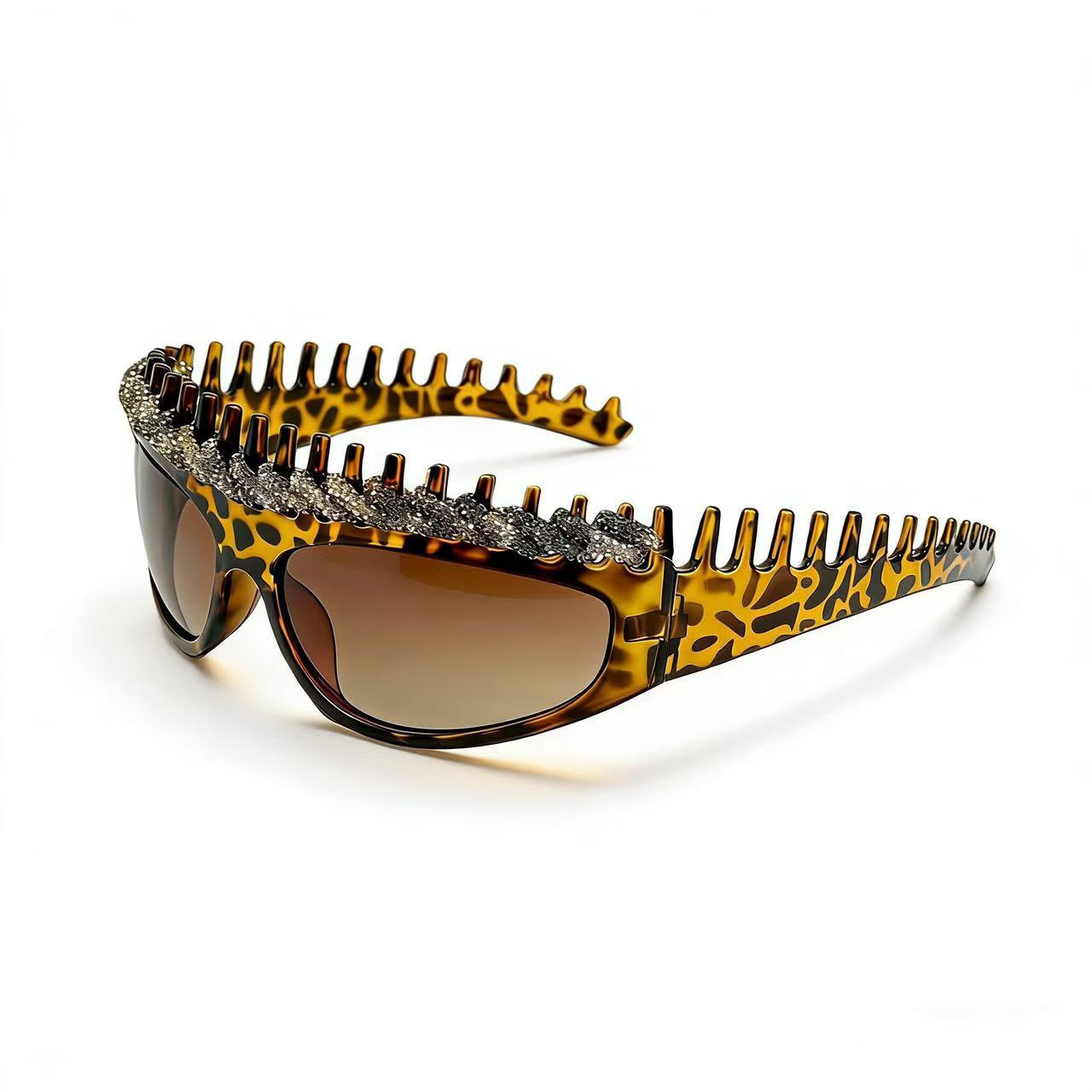 Damen Sportliche Sonnenbrille mit kunstvollem Design und funkelnden Akzenten Karnz