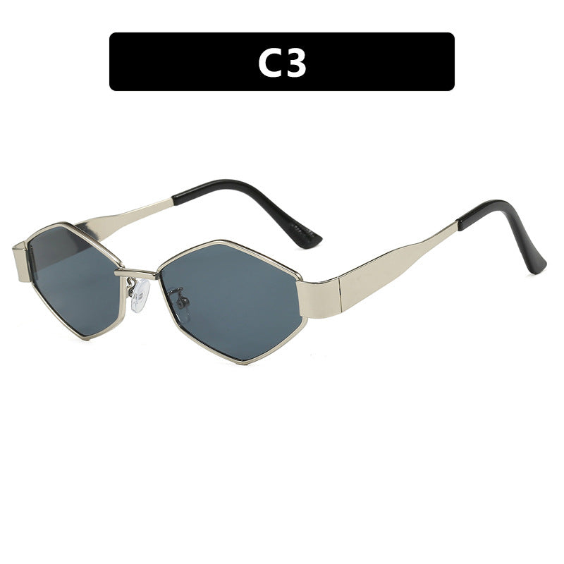 Damen geometrische Sonnenbrille mit schmalem Metallrahmen und polarisierten Gläsern Karnz