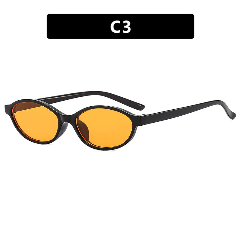 Damen ovalförmige Sonnenbrille mit transparentem Rahmen und UV-Schutz Karnz