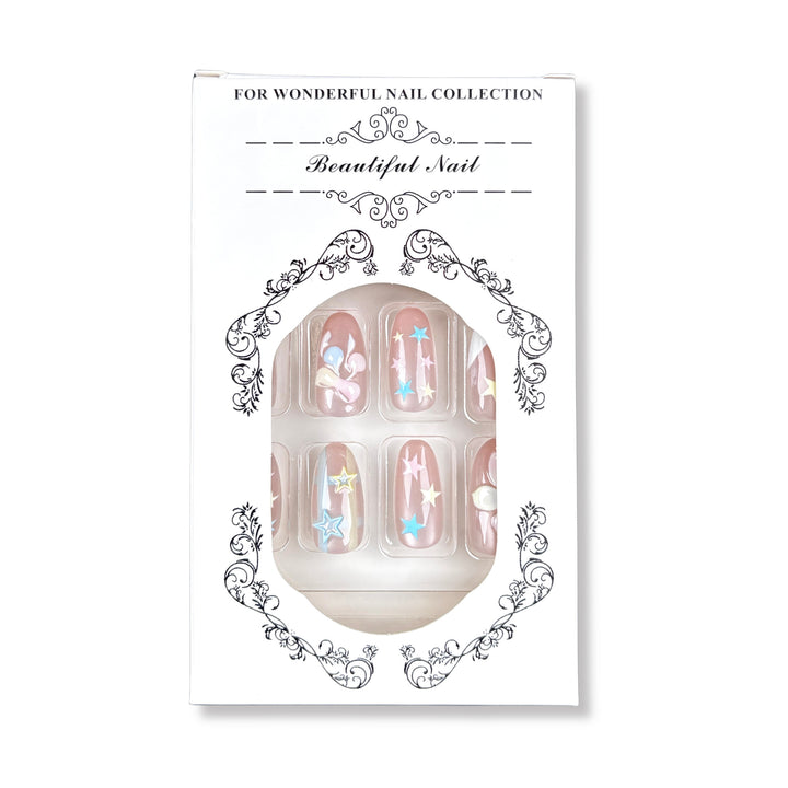 Kunstnail Press-On Set mit Stern- und Blumendesigns