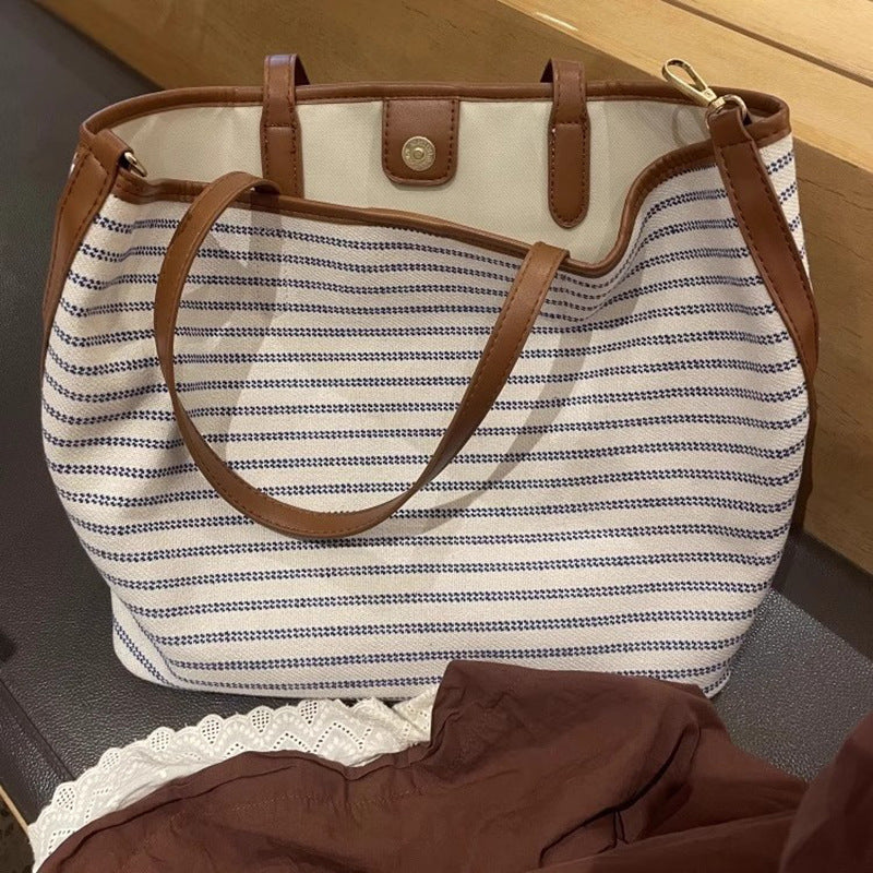 Gestreifter Canvas Tote Bag Karnz