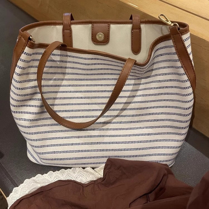 Gestreifter Canvas Tote Bag Karnz