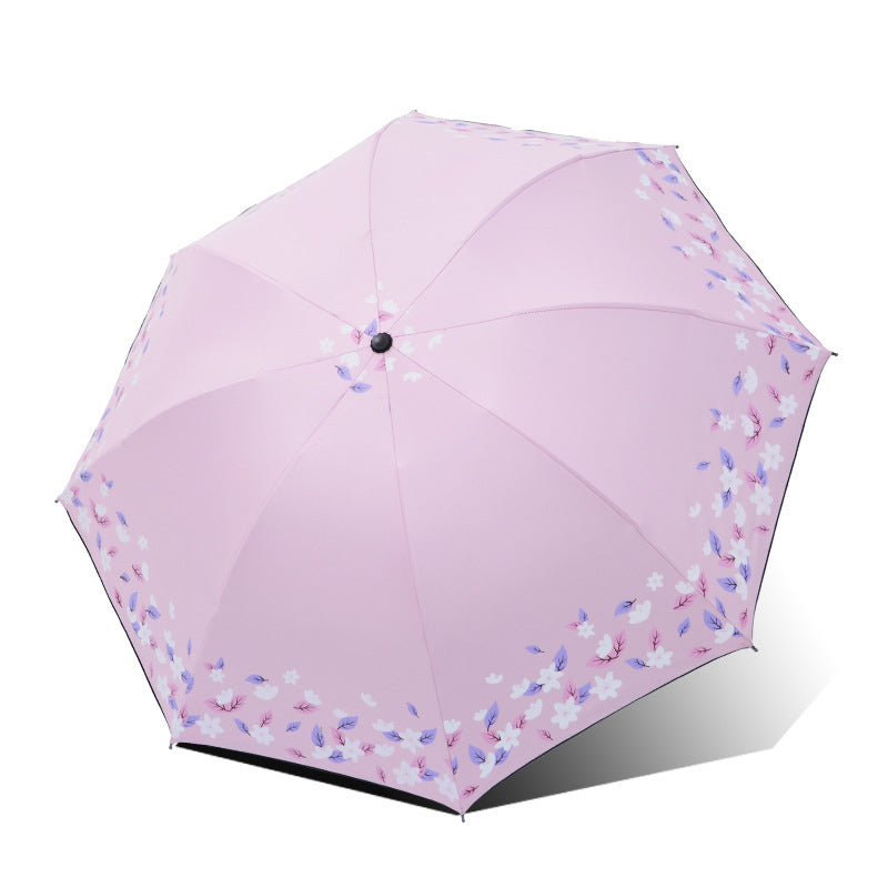 Damen Faltbarer Regenschirm mit floralen Abschlüssen Karnz