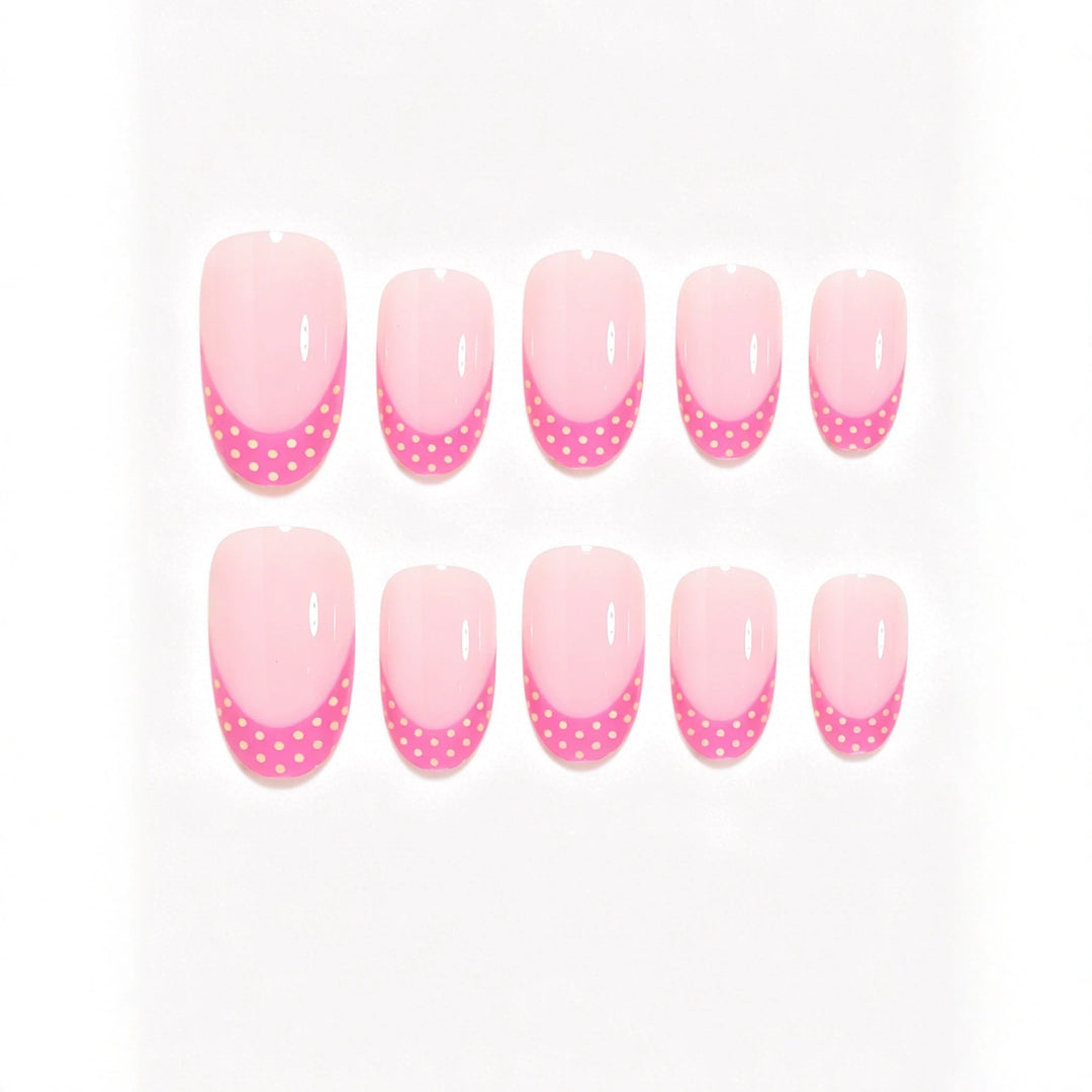 Künstlerisches Polka-Dot-Französisch-Spitzen-Nagelset Karnz