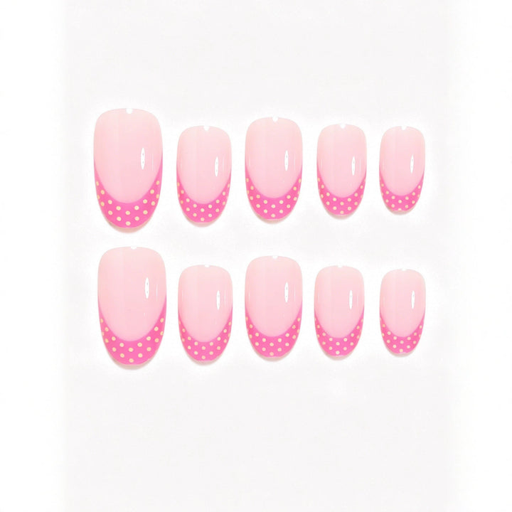 Künstlerisches Polka-Dot-Französisch-Spitzen-Nagelset Karnz