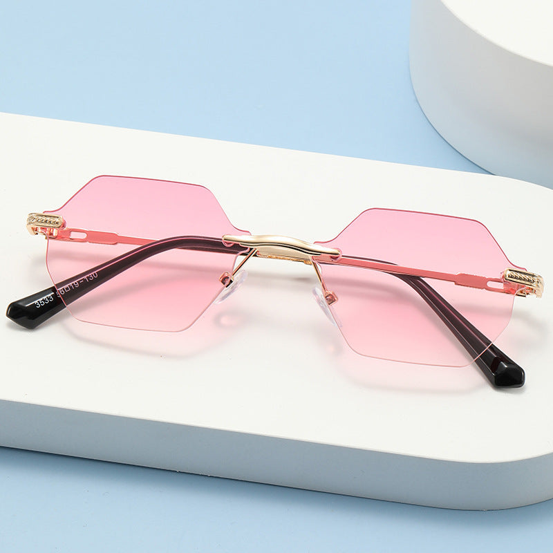 Damen hexagonale Designer-Sonnenbrille mit hochwertigem Metallrahmen Karnz