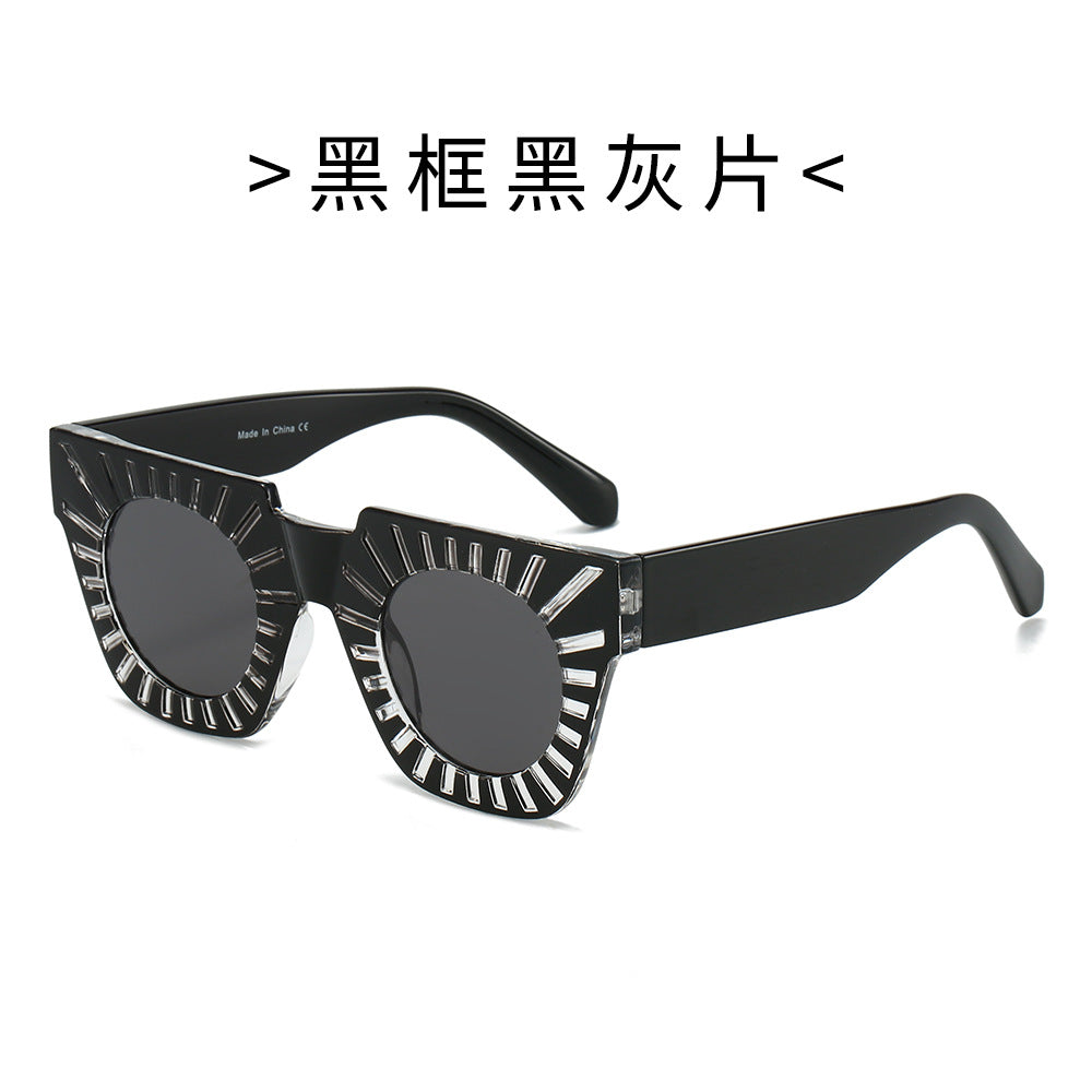 Damen Modische Sonnenbrille mit kreativem geometrischem Rahmen Karnz