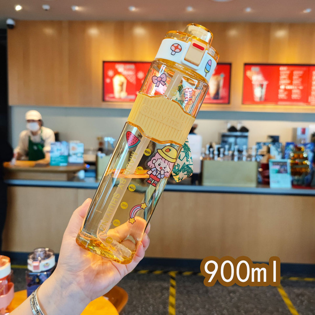 Damen kreative Trinkflasche mit innovativem Sichtfenster und Motivationsmarkierungen Karnz