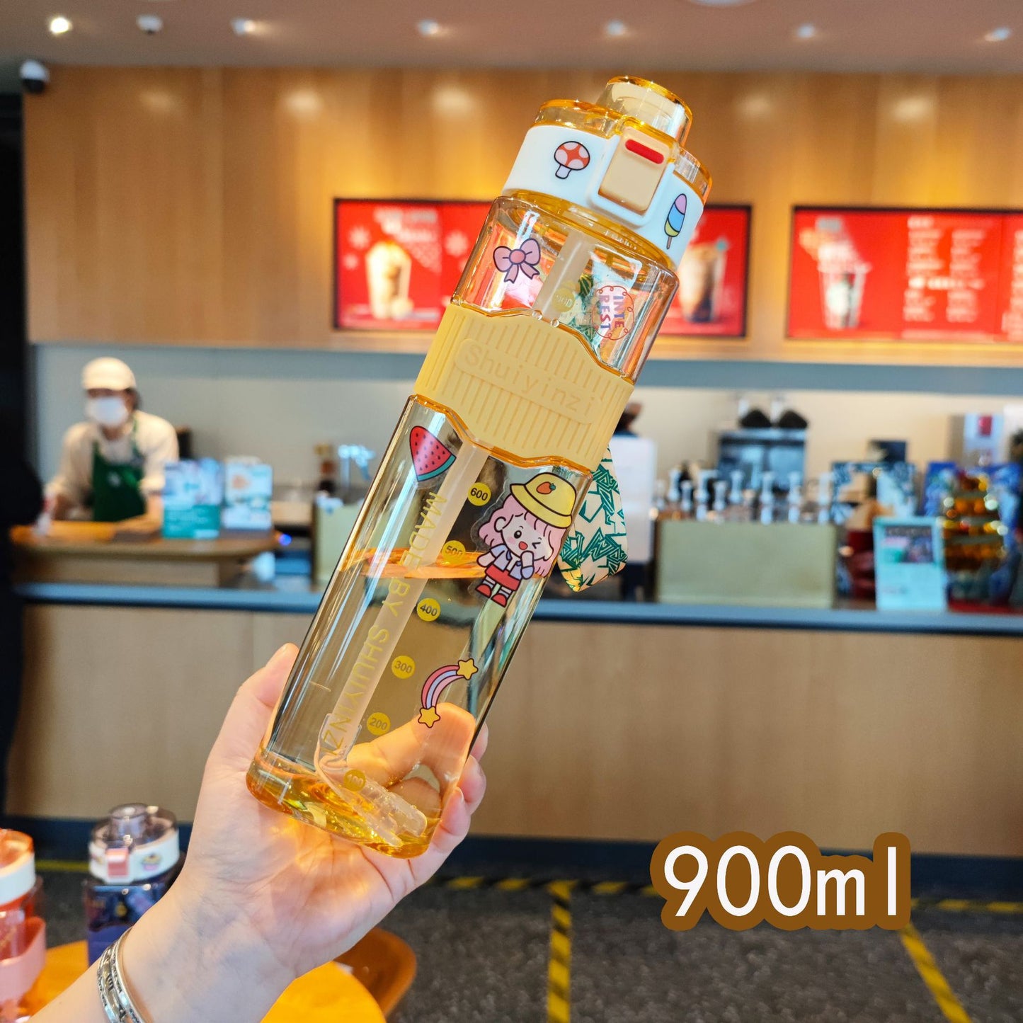 Damen kreative Trinkflasche mit innovativem Sichtfenster und Motivationsmarkierungen Karnz