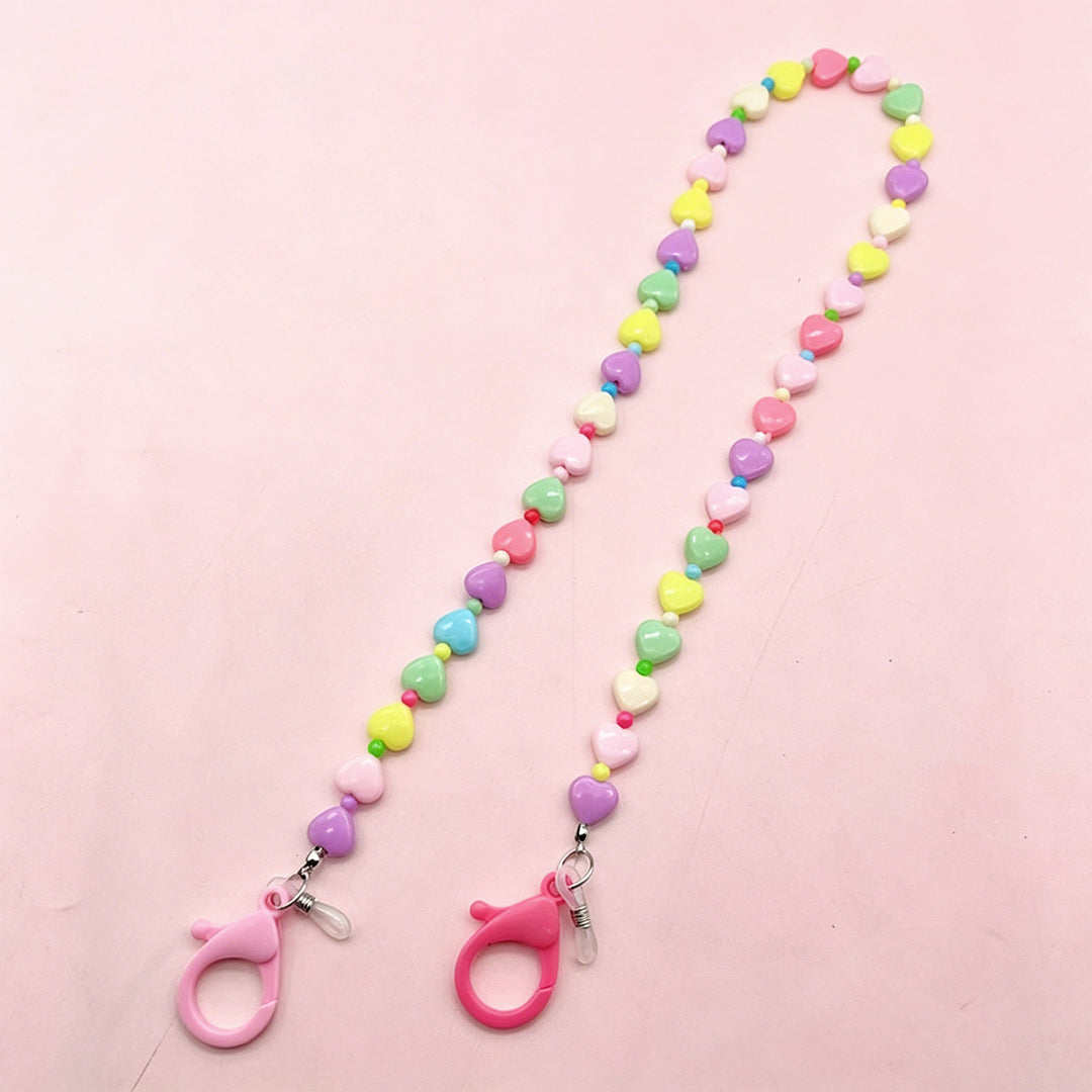 Bunte herzförmige Perlen Brille Kette Karnz