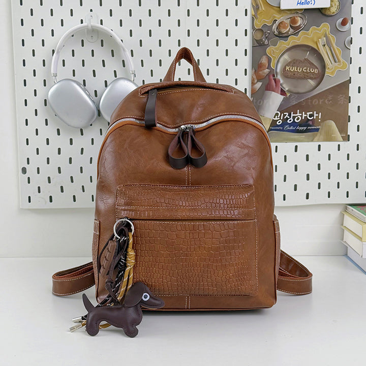 Stylische Krokodil-muster Leder Rucksack Karnz