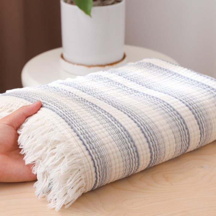 Damen moderne und stilvolle Waffelstruktur Plaid Decke Karnz