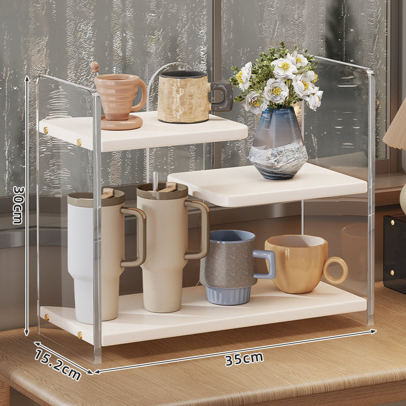 Kompakter zweistufiger Acryl-Thekenbecher- und Tassen-Organizer