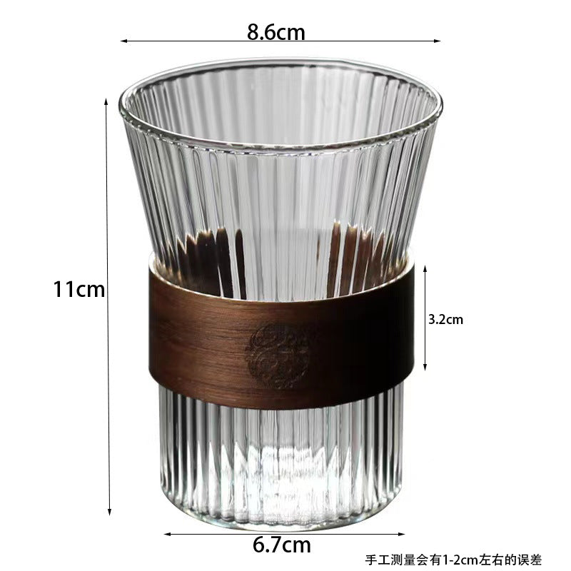 Damen Glas mit stilvollem Holzring Karnz