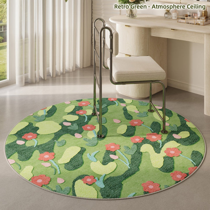 Blumenmuster runder Teppich
