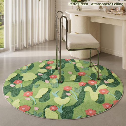 Blumenmuster runder Teppich