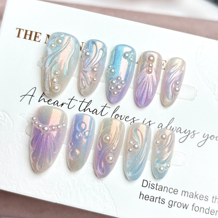 Elegantes mit Perlen verziertes Press-On-Nagelset