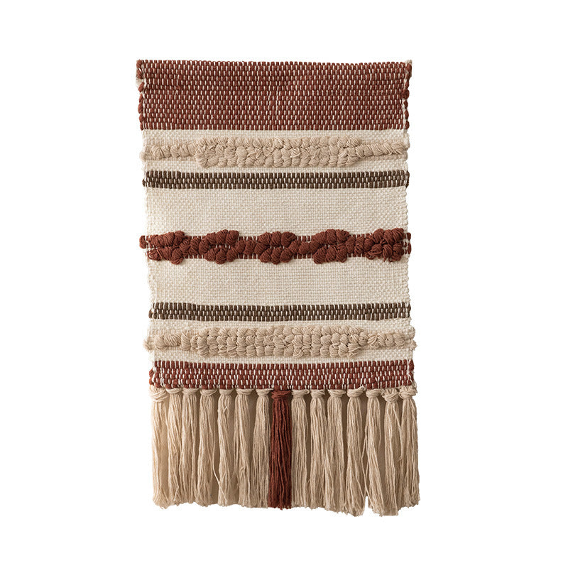 Boho-Wandbehang Makramee mit handgeknüpften Fransen und gewebten Zopfmustern Karnz